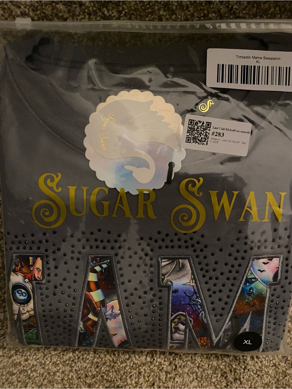Sugar Swan Timtastic MAMA blinge bamboo French terry crewneck size XL NWT